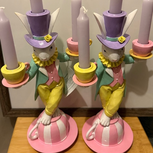 Easter bunny candle holder set